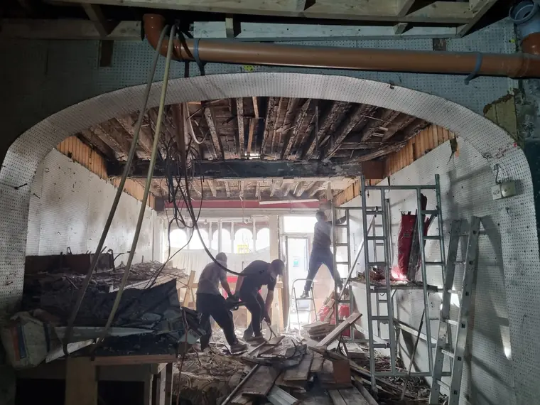 Interior strip-out and new structural opening during a house renovation, Cork